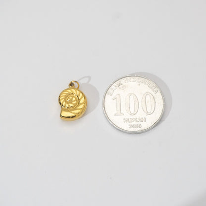 (15mm) Minimalist Conch Sea Shell Ocean Charm Stainless Steel PVD Gold Plated Liontin Kerang Laut Hypoallergenic