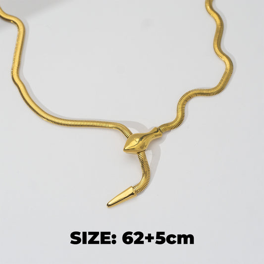 (62+5cm) Lariat Snake Chain Adjustable Necklace Stainless Steel PVD Gold Plated Kalung Rantai Ular Hypoallergenic