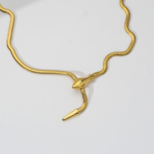 (62+5cm) Lariat Snake Chain Adjustable Necklace Stainless Steel PVD Gold Plated Kalung Rantai Ular Hypoallergenic