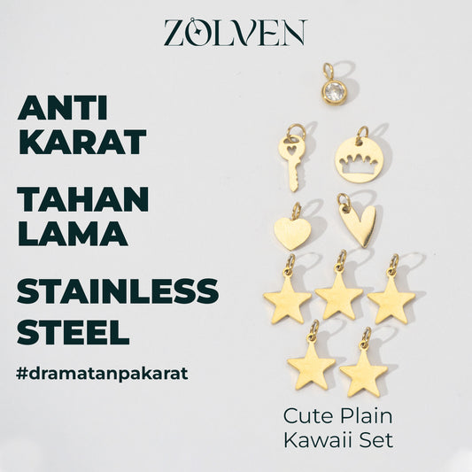 Minimalist Kawaii Cute Set Collection Charm Stainless Steel PVD Gold Plated Set Liontin Kecil Lucu Hypoallergenic