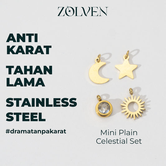 Minimalist Plain Celestial Dream Set Collection Charm Stainless Steel PVD Gold Plated Set Liontin Benda Langit Hypoallergenic