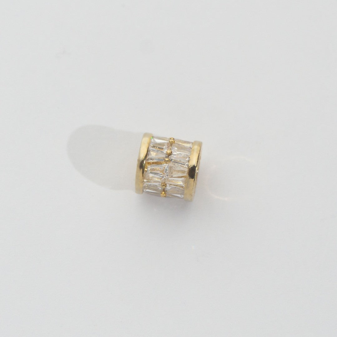 Sparkling Baguette Cylinder Beads Stainless Steel PVD Gold Plated Liontin Tabung Potongan Baguette Hypoallergenic