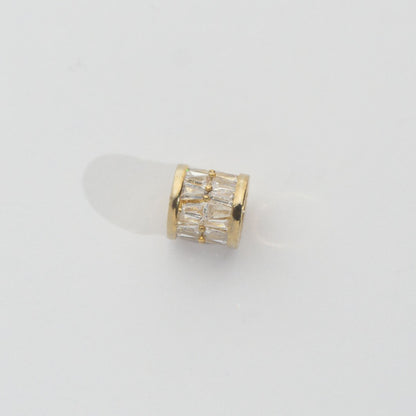 Sparkling Baguette Cylinder Beads Stainless Steel PVD Gold Plated Liontin Tabung Potongan Baguette Hypoallergenic