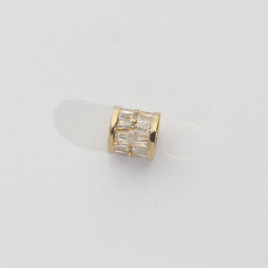 Sparkling Baguette Cylinder Beads Stainless Steel PVD Gold Plated Liontin Tabung Potongan Baguette Hypoallergenic