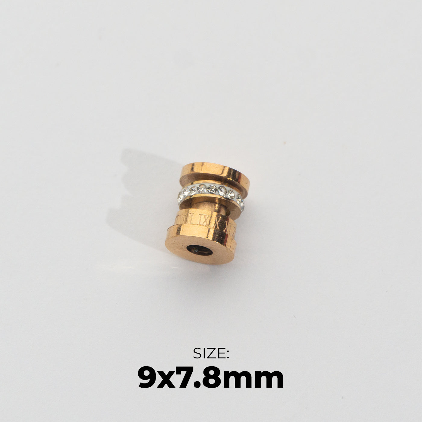 Roman Numeral Cylinder Beads Stainless Steel PVD Gold Plated Liontin Angka Romawi Hypoallergenic