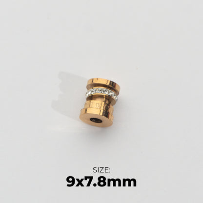 Roman Numeral Cylinder Beads Stainless Steel PVD Gold Plated Liontin Angka Romawi Hypoallergenic