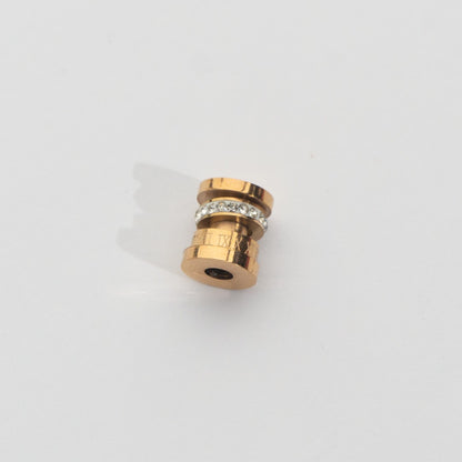 Roman Numeral Cylinder Beads Stainless Steel PVD Gold Plated Liontin Angka Romawi Hypoallergenic