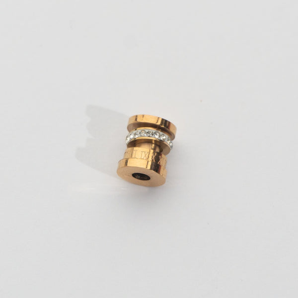 Roman Numeral Cylinder Beads Stainless Steel PVD Gold Plated Liontin Angka Romawi Hypoallergenic