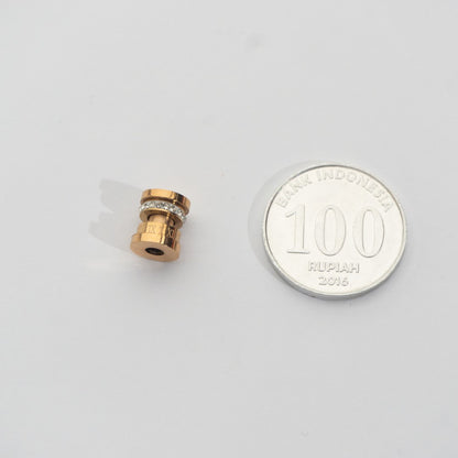 Roman Numeral Cylinder Beads Stainless Steel PVD Gold Plated Liontin Angka Romawi Hypoallergenic