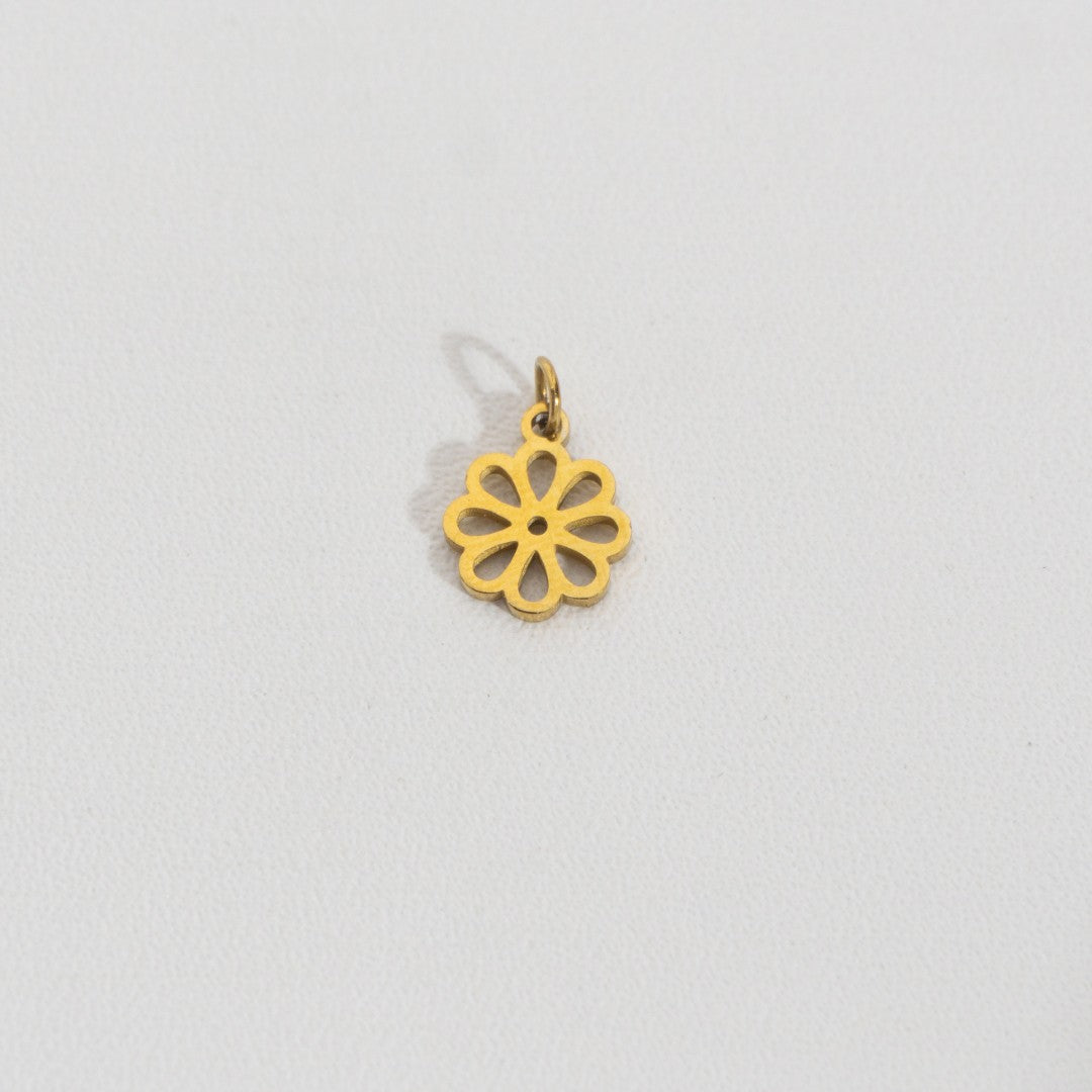 (7.4mm) Plain Daisy Flower Charm Stainless Steel PVD Gold Plated Liontin Bunga Aster Hypoallergenic