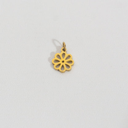 (7.4mm) Plain Daisy Flower Charm Stainless Steel PVD Gold Plated Liontin Bunga Aster Hypoallergenic