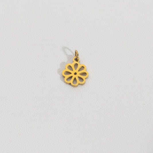 (7.4mm) Plain Daisy Flower Charm Stainless Steel PVD Gold Plated Liontin Bunga Aster Hypoallergenic