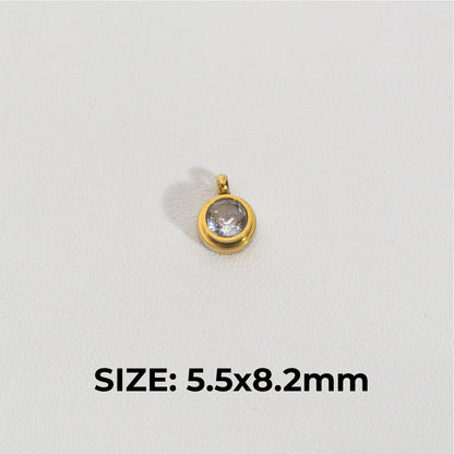 Mini Solitaire Stacked Round Charm Stainless Steel PVD Gold Plated Liontin Bulat Tumpuk Hypoallergenic