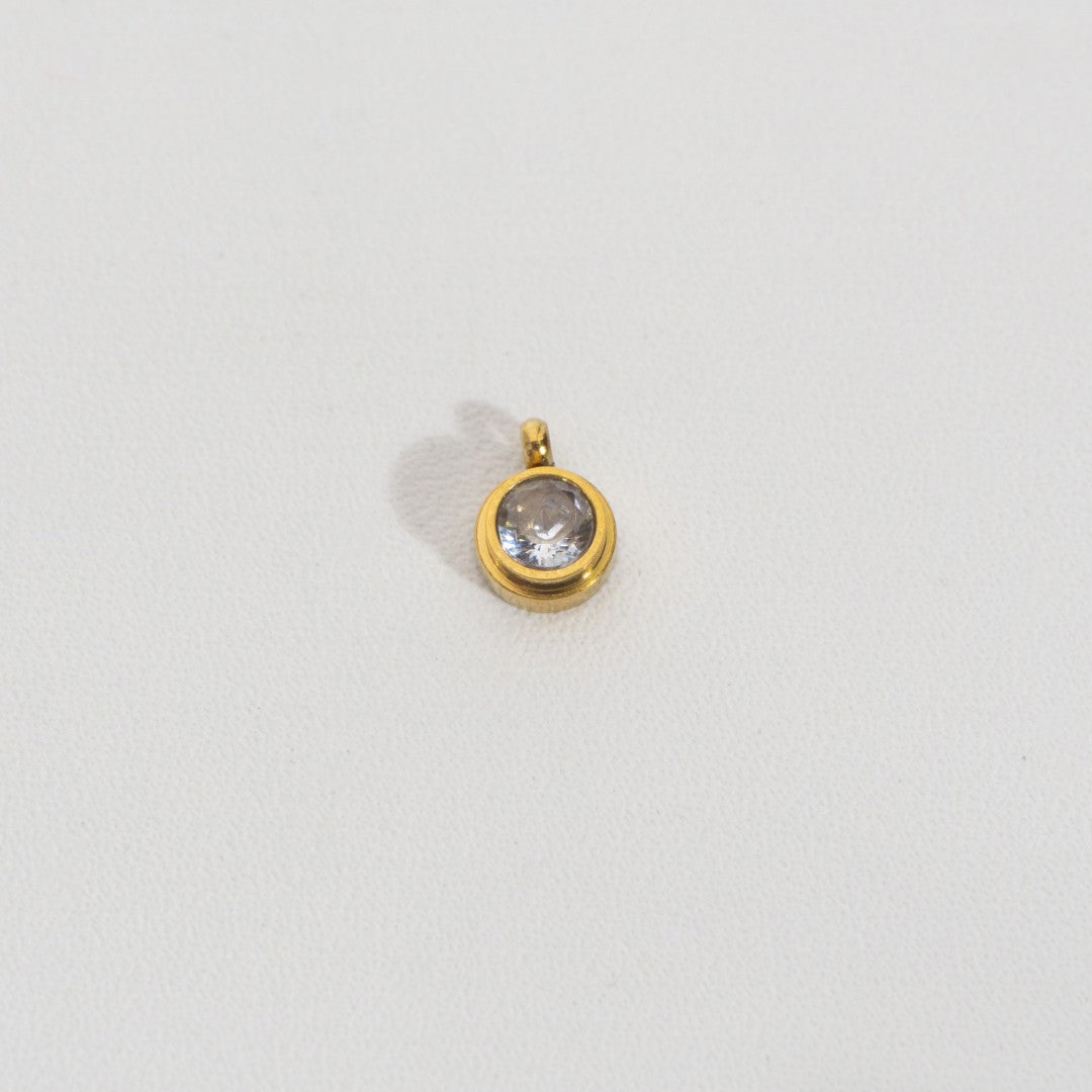 Mini Solitaire Stacked Round Charm Stainless Steel PVD Gold Plated Liontin Bulat Tumpuk Hypoallergenic