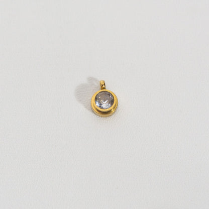 Mini Solitaire Stacked Round Charm Stainless Steel PVD Gold Plated Liontin Bulat Tumpuk Hypoallergenic