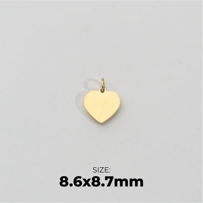 Mini Plain Heart Charm Stainless Steel PVD Gold Plated Mata Liontin Hati Kecil Hypoallergenic