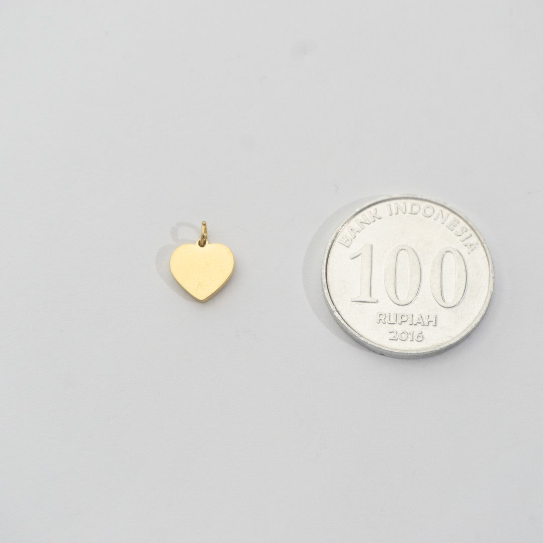 Mini Plain Heart Charm Stainless Steel PVD Gold Plated Mata Liontin Hati Kecil Hypoallergenic