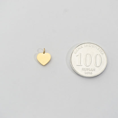 Mini Plain Heart Charm Stainless Steel PVD Gold Plated Mata Liontin Hati Kecil Hypoallergenic