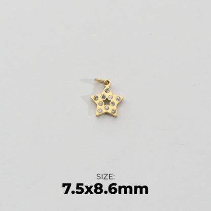 Twinkling Geometric Star Charm Stainless Steel PVD Gold Plated Liontin Bintang Berkelip Hypoallergenic