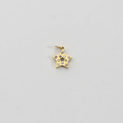 Twinkling Geometric Star Charm Stainless Steel PVD Gold Plated Liontin Bintang Berkelip Hypoallergenic