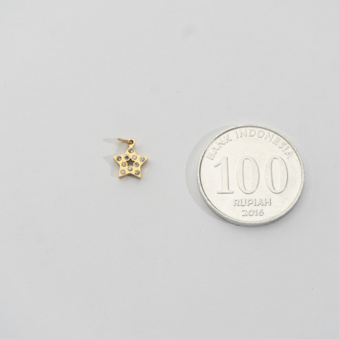 Twinkling Geometric Star Charm Stainless Steel PVD Gold Plated Liontin Bintang Berkelip Hypoallergenic