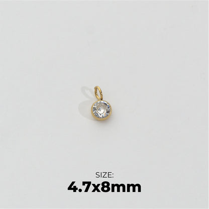 (4.7mm) Mini Plain Circle Charm Stainless Steel PVD Gold Plated Liontin Bulat Polos Hypoallergenic