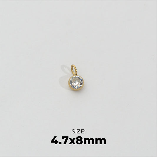 (4.7mm) Mini Plain Circle Charm Stainless Steel PVD Gold Plated Liontin Bulat Polos Hypoallergenic