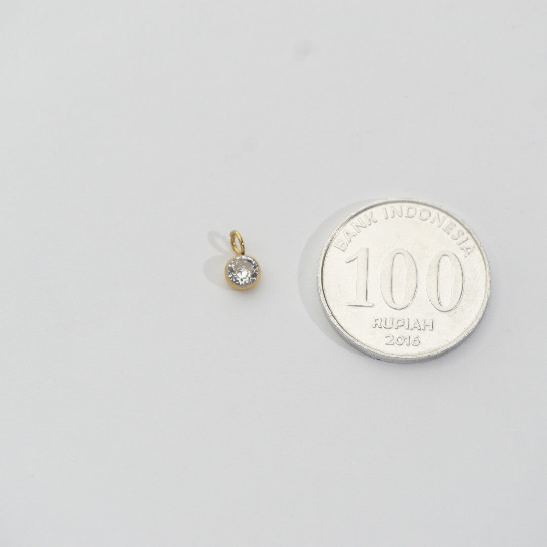 (4.7mm) Mini Plain Circle Charm Stainless Steel PVD Gold Plated Liontin Bulat Polos Hypoallergenic