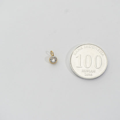 (4.7mm) Mini Plain Circle Charm Stainless Steel PVD Gold Plated Liontin Bulat Polos Hypoallergenic