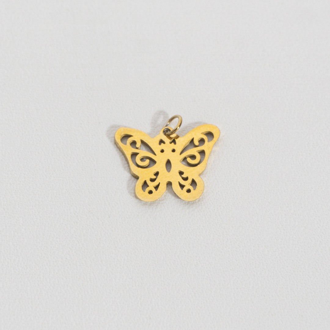 Engraved Butterfly Charm Stainless Steel PVD Gold Plated Liontin Kupu - Kupu Ukiran Hypoallergenic