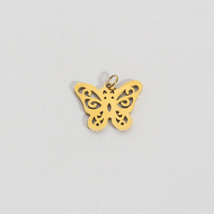 Engraved Butterfly Charm Stainless Steel PVD Gold Plated Liontin Kupu - Kupu Ukiran Hypoallergenic