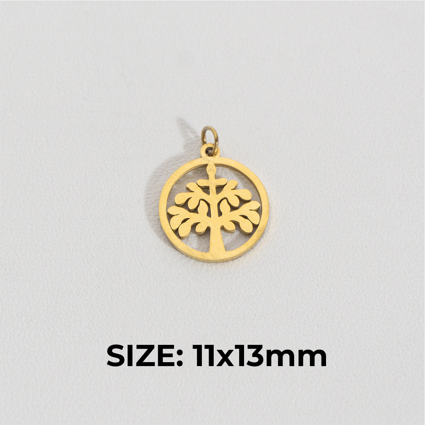 Plain Pine Tree Charm Stainless Steel PVD Gold Plated Liontin Pohon Cemara Hypoallergenic
