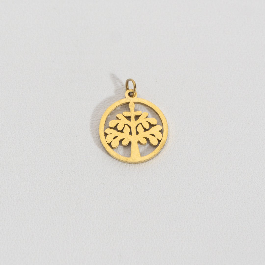 Plain Pine Tree Charm Stainless Steel PVD Gold Plated Liontin Pohon Cemara Hypoallergenic