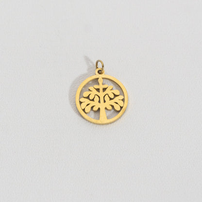 Plain Pine Tree Charm Stainless Steel PVD Gold Plated Liontin Pohon Cemara Hypoallergenic