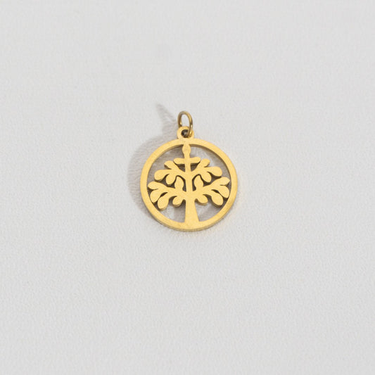 Plain Pine Tree Charm Stainless Steel PVD Gold Plated Liontin Pohon Cemara Hypoallergenic