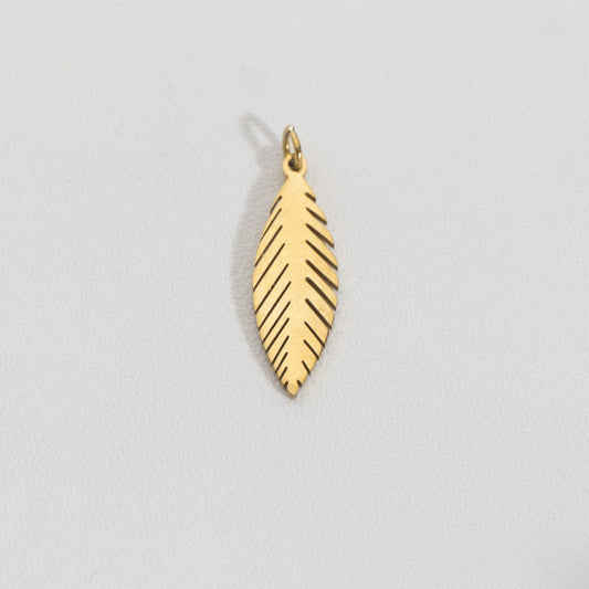 Palm Leaf Charm Stainless Steel PVD Gold Plated Liontin Daun Palem Hypoallergenic