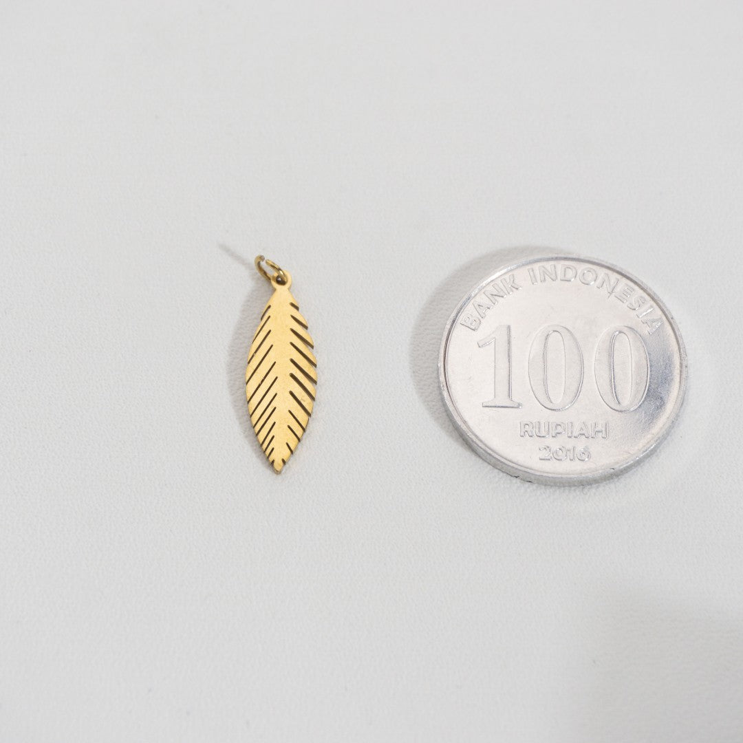 Palm Leaf Charm Stainless Steel PVD Gold Plated Liontin Daun Palem Hypoallergenic