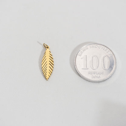 Palm Leaf Charm Stainless Steel PVD Gold Plated Liontin Daun Palem Hypoallergenic