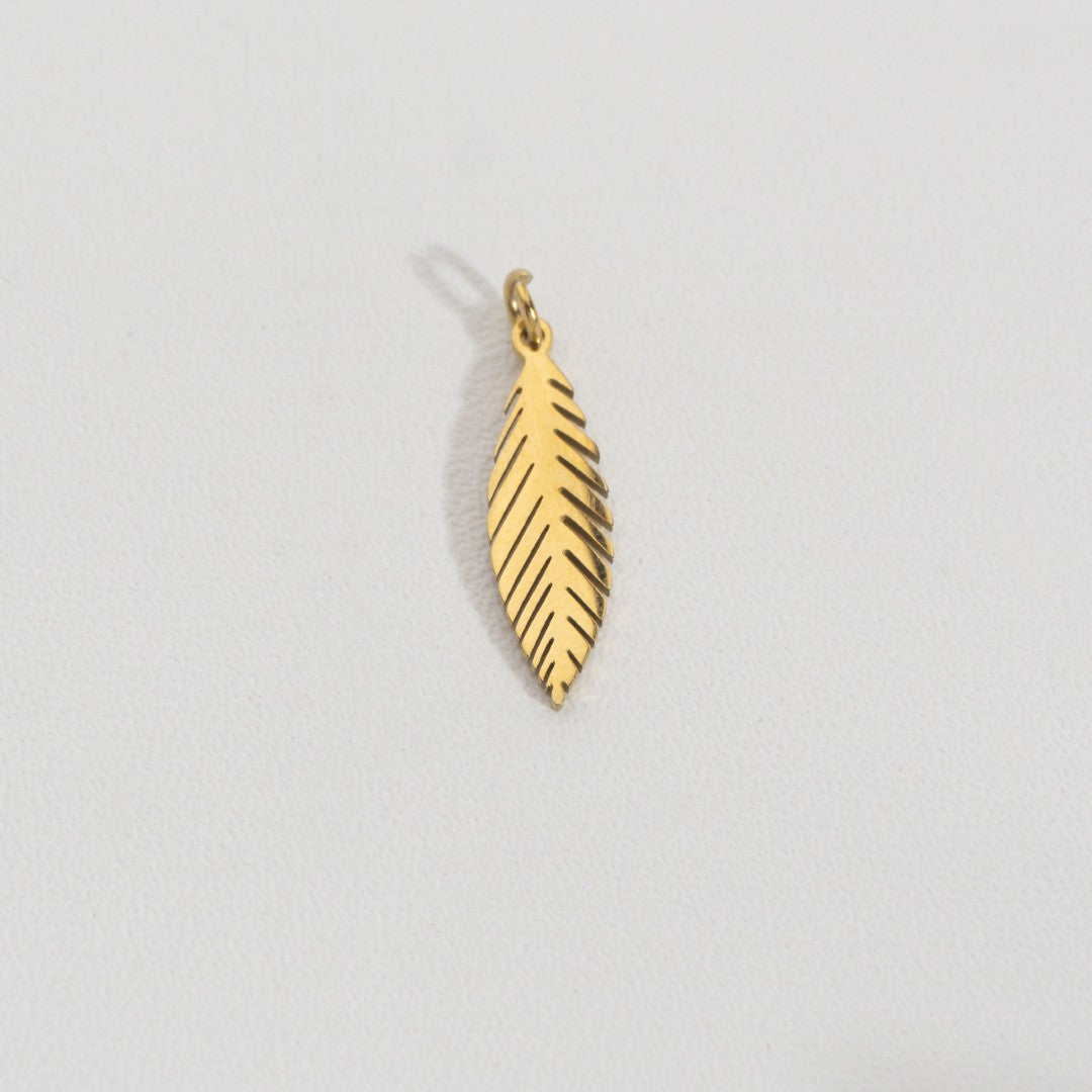 Palm Leaf Charm Stainless Steel PVD Gold Plated Liontin Daun Palem Hypoallergenic