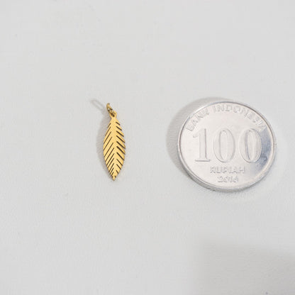Palm Leaf Charm Stainless Steel PVD Gold Plated Liontin Daun Palem Hypoallergenic