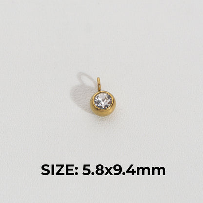 (5.8mm) Mini Plain Circle Charm Stainless Steel PVD Gold Plated Liontin Bulat Polos Hypoallergenic