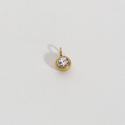 (5.8mm) Mini Plain Circle Charm Stainless Steel PVD Gold Plated Liontin Bulat Polos Hypoallergenic