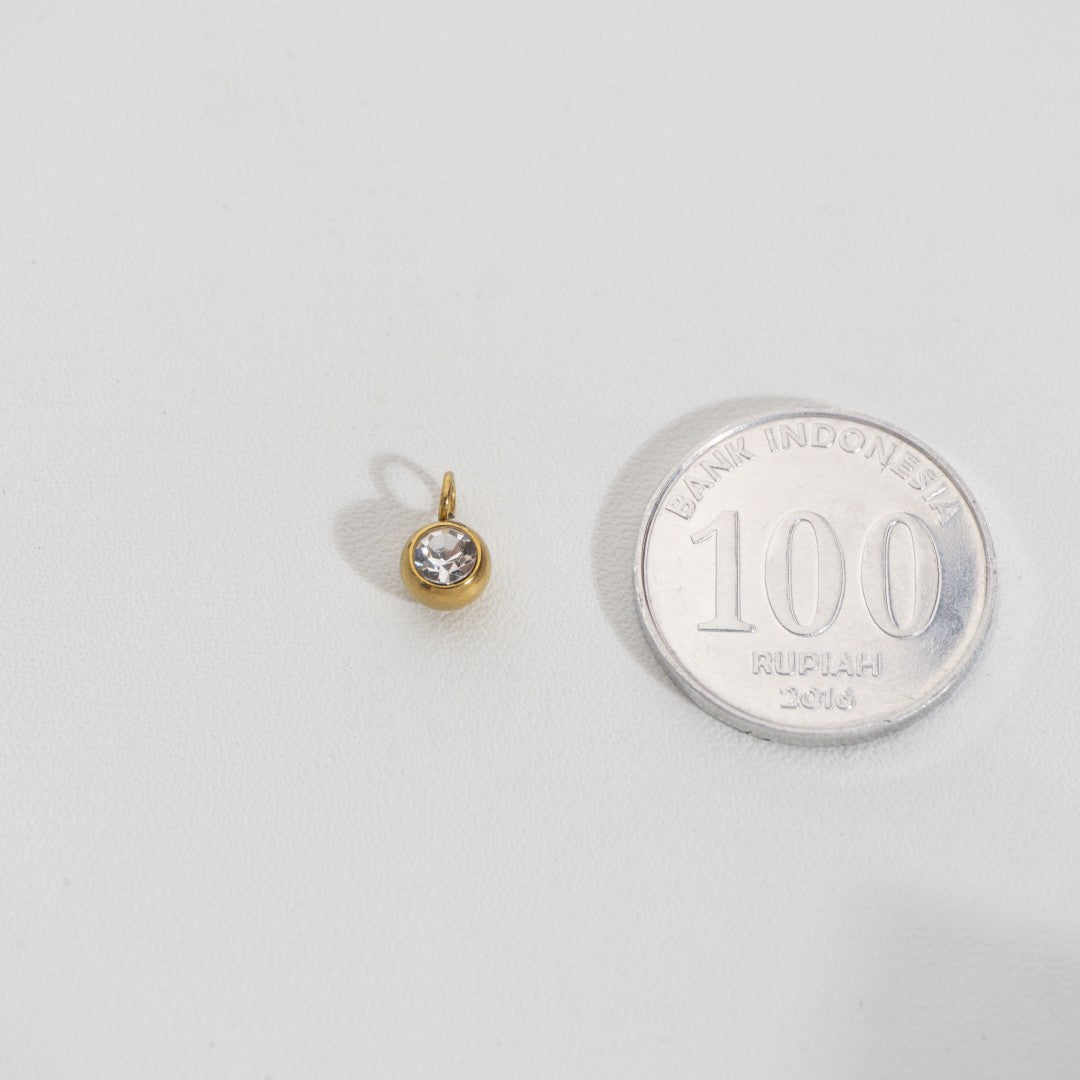 (5.8mm) Mini Plain Circle Charm Stainless Steel PVD Gold Plated Liontin Bulat Polos Hypoallergenic