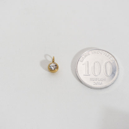 (5.8mm) Mini Plain Circle Charm Stainless Steel PVD Gold Plated Liontin Bulat Polos Hypoallergenic