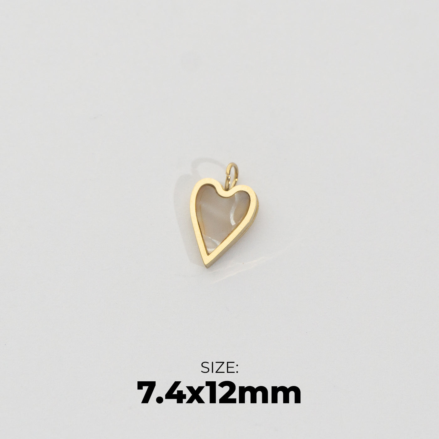 Dainty Mother Of Pearl Heart Charm Stainless Steel PVD Gold Plated Liontin Hati Hypoallergenic
