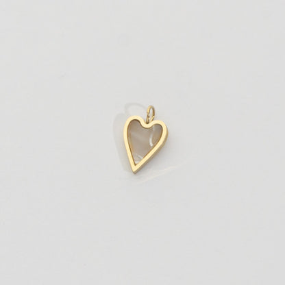 Dainty Mother Of Pearl Heart Charm Stainless Steel PVD Gold Plated Liontin Hati Hypoallergenic