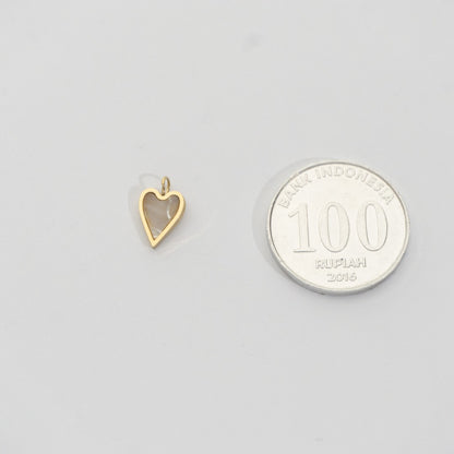 Dainty Mother Of Pearl Heart Charm Stainless Steel PVD Gold Plated Liontin Hati Hypoallergenic