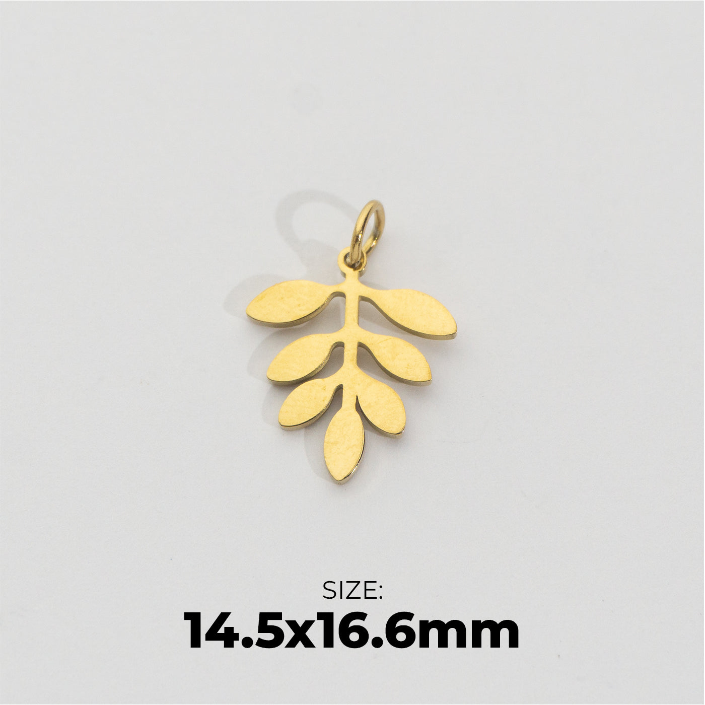 Plain Olive Leaf Branch Charm Stainless Steel PVD Gold Plated Liontin Cabang Daun Hypoallergenic