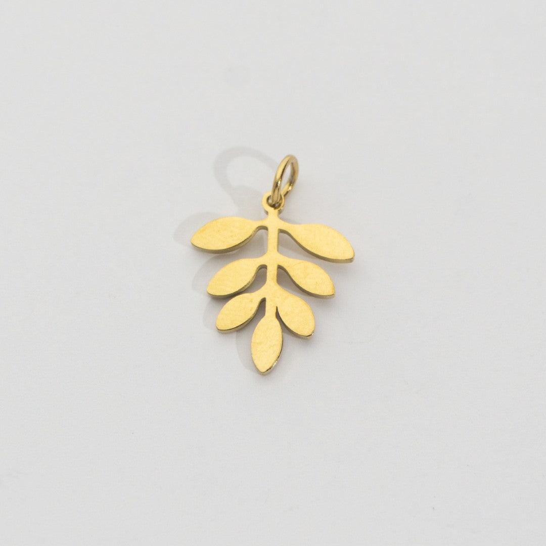 Plain Olive Leaf Branch Charm Stainless Steel PVD Gold Plated Liontin Cabang Daun Hypoallergenic