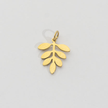 Plain Olive Leaf Branch Charm Stainless Steel PVD Gold Plated Liontin Cabang Daun Hypoallergenic